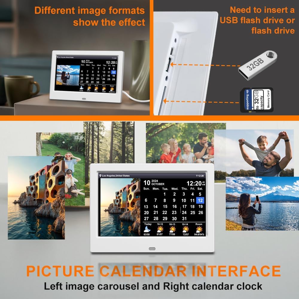 WiFi Digital Calendar Clock with Weather and 8 Alarm Options