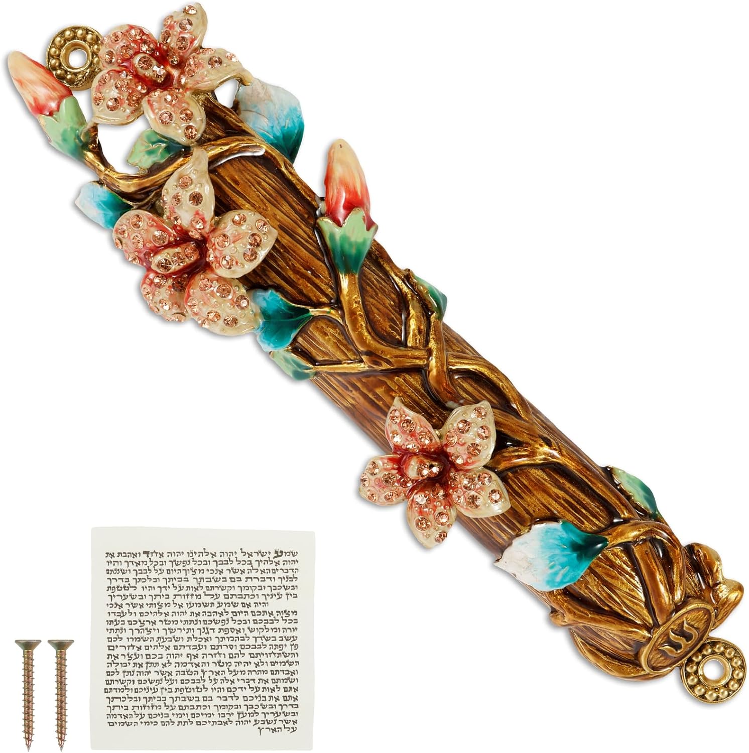 Hand-Painted Elegance Mezuzah 945 Inches Metal Design for Home and Parties