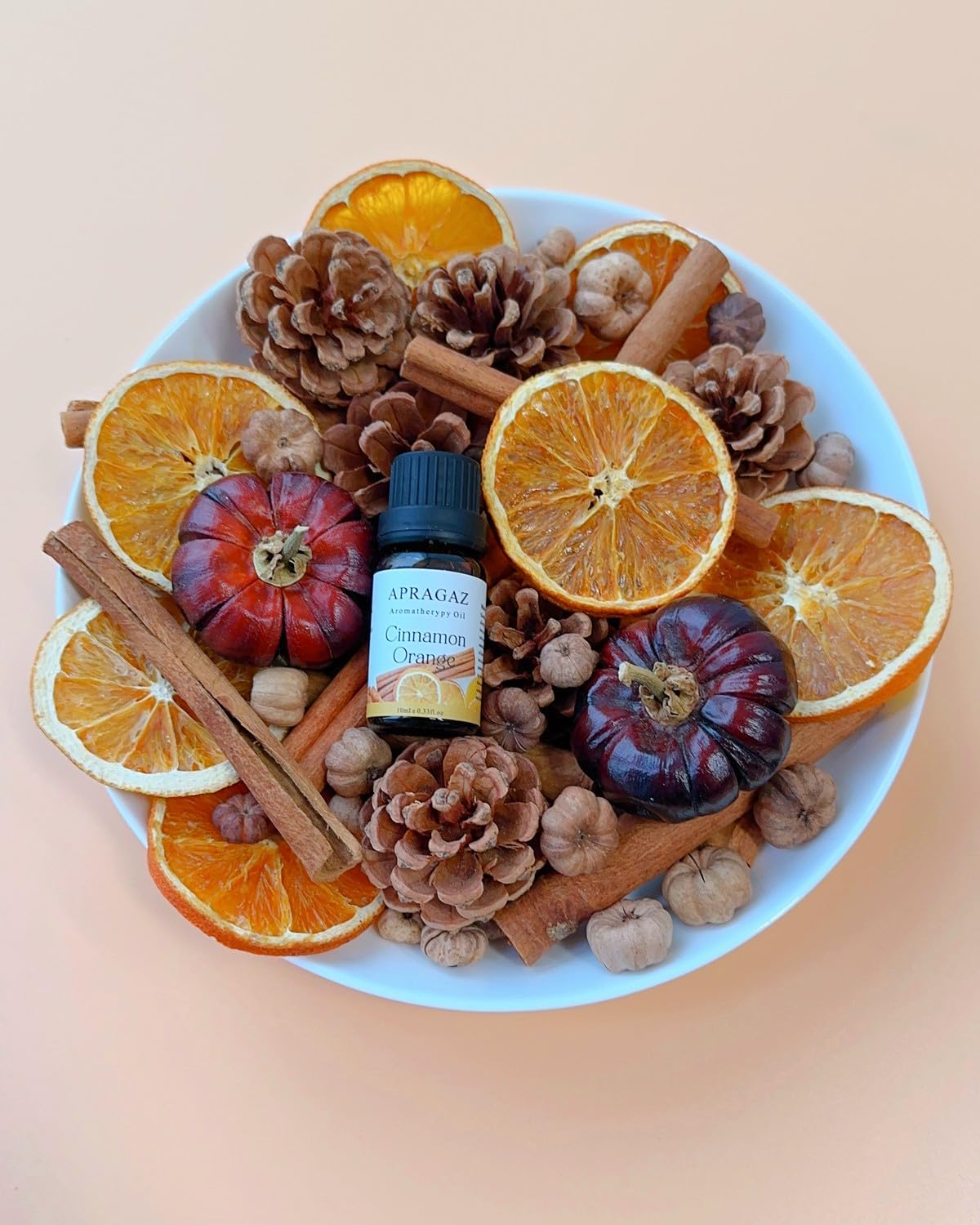 Fall Potpourri Bowl Filler with Mini Pumpkin and Cinnamon Stick