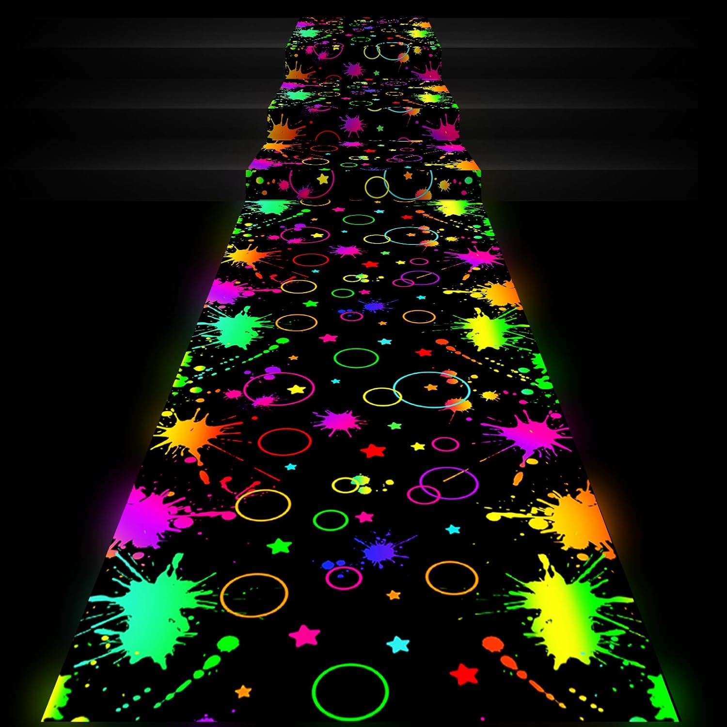 Haull Neon Glow in the Dark Floor Runner with UV Reactive Design