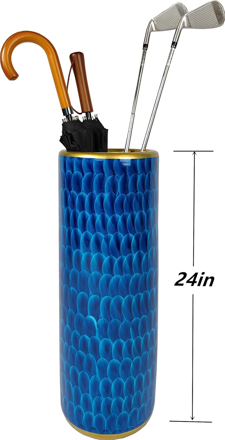 Landchy Peacock Blue Porcelain Umbrella Stand Holder
