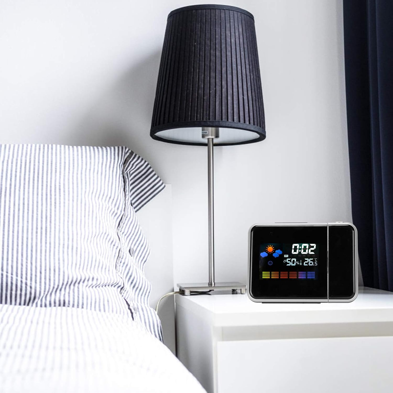 Projection LED Alarm Clock with Thermometer and Weather Forecast