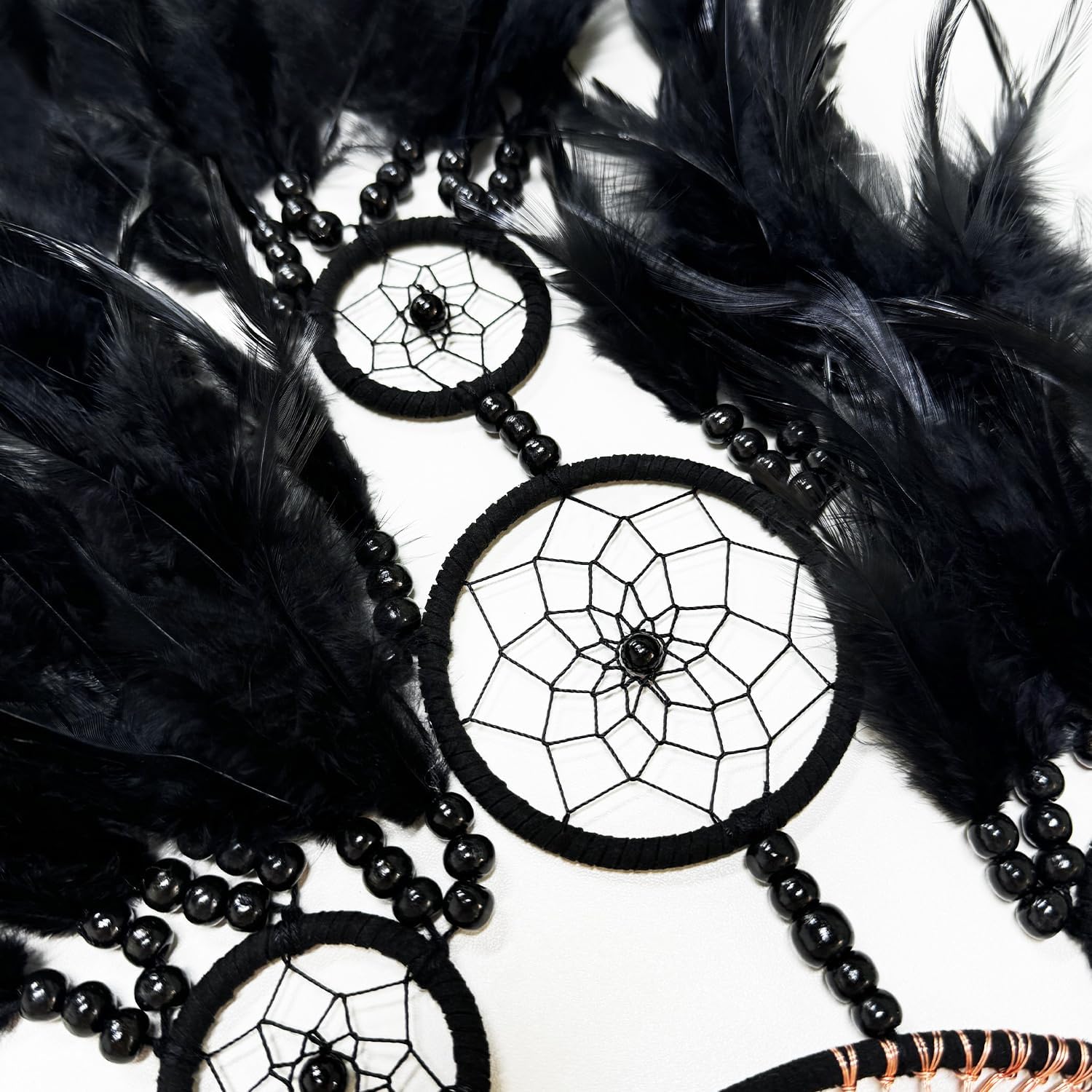 Black Gemstone Agate Dream Catcher with Tree of Life