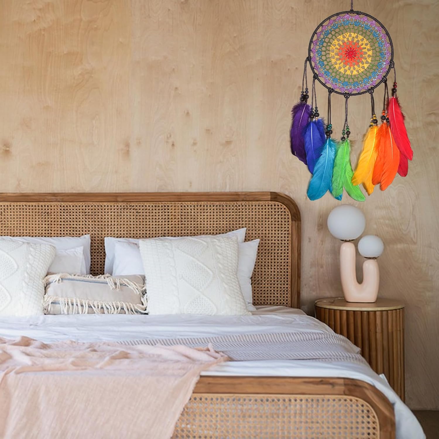 Rainbow Dream Catcher Wall Decor for Girls