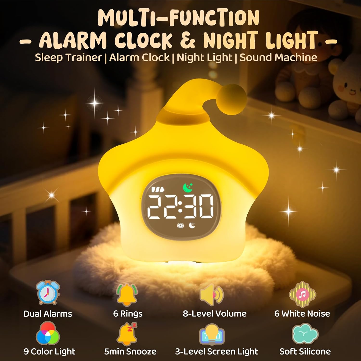 Star Alarm Clock with Night Light for Kids 1