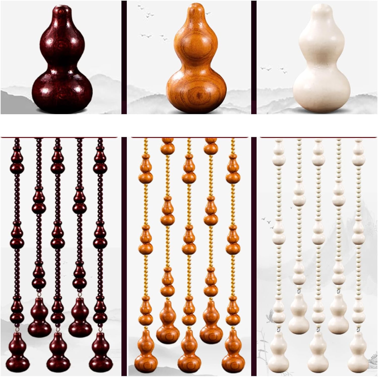 ZHANGQINGXIU Wooden Bead Door Curtain Decor Panel