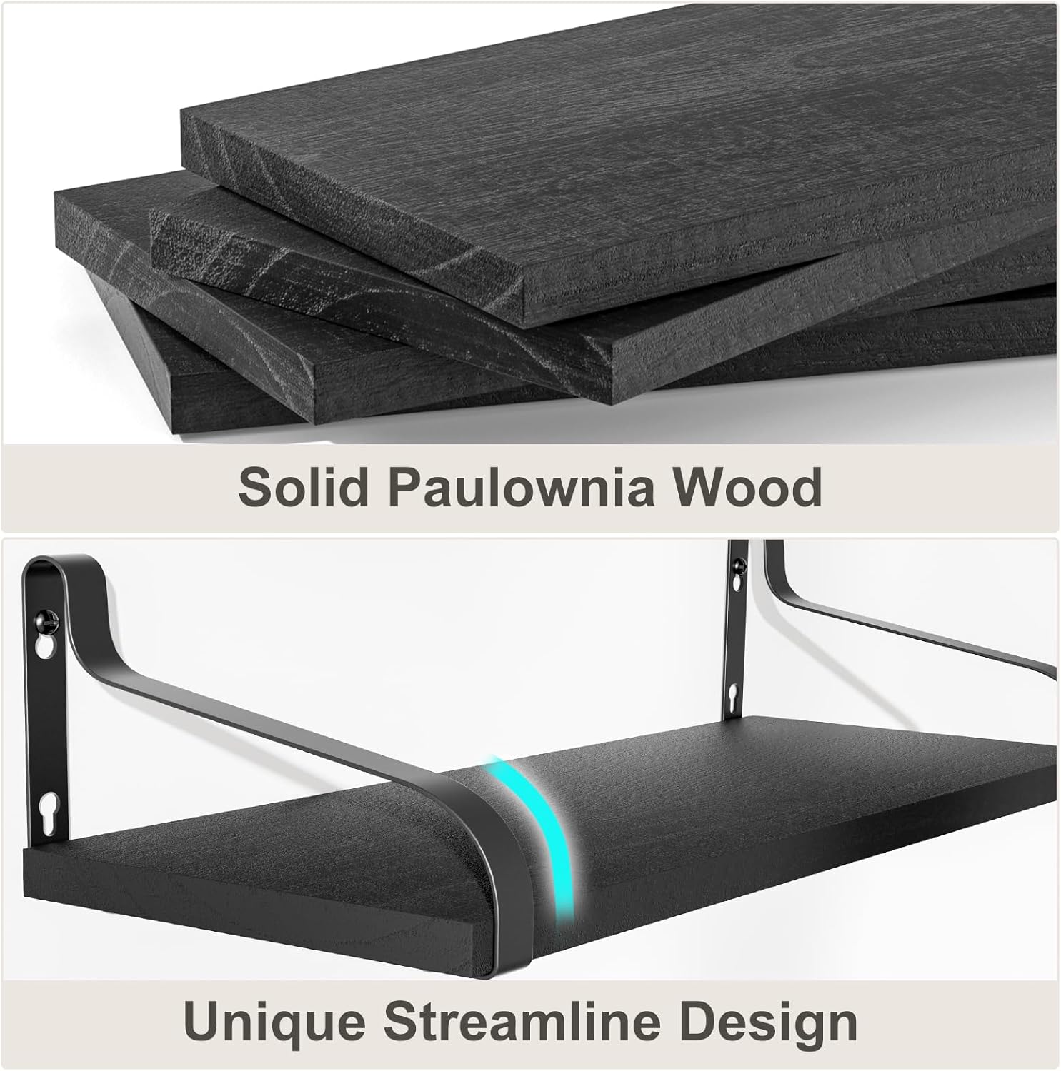 Love-KANKEI Black Floating Shelves Set of 4 for Wall
