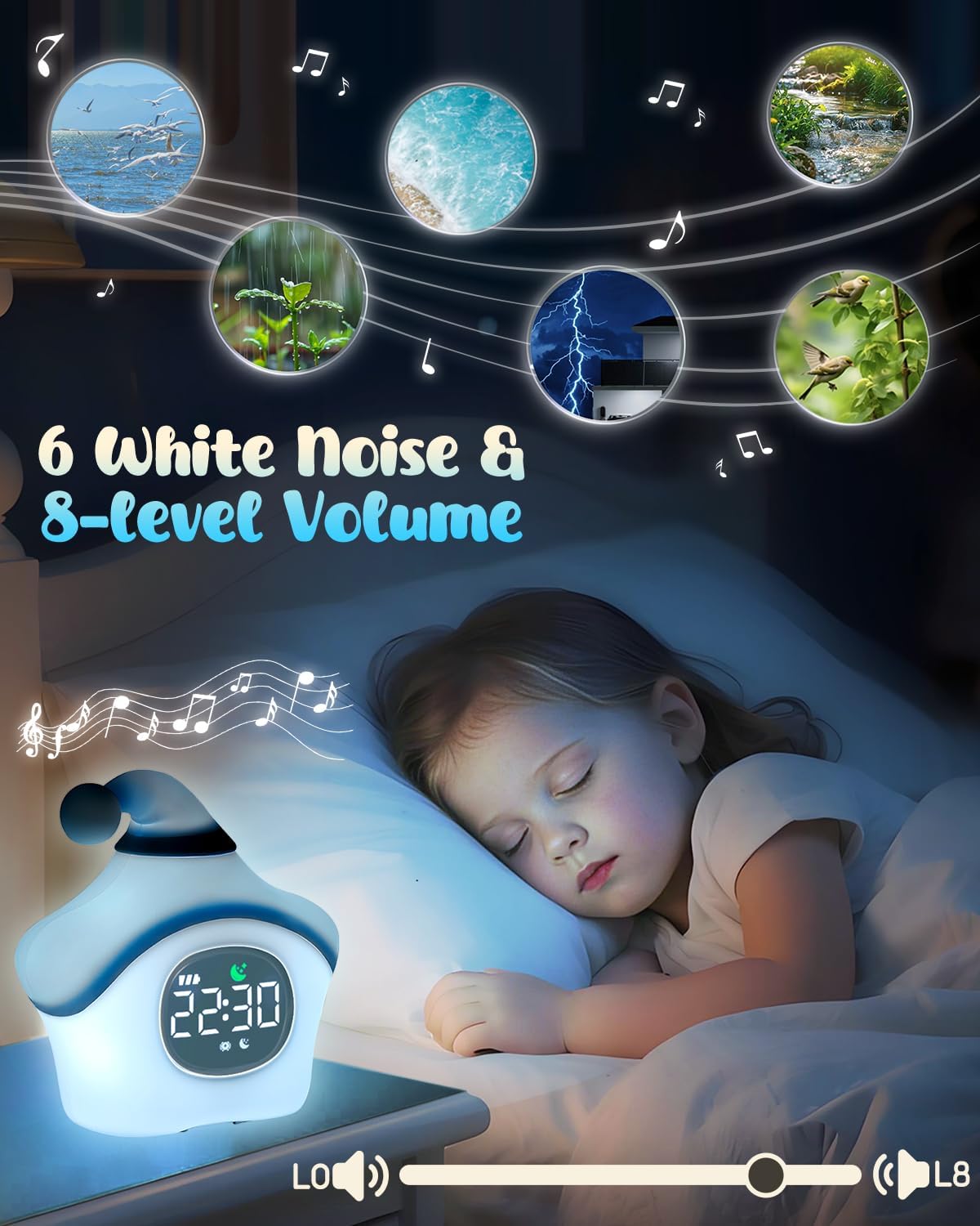 Star Alarm Clock with Night Light for Kids Blue