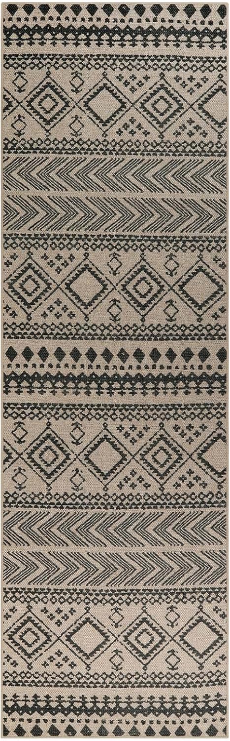 Lahome Boho Jute Black 26x8 Runner Rug