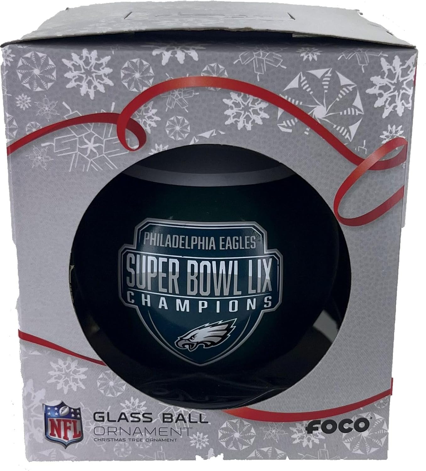 Philadelphia Eagles Super Bowl LIX Glass Ball Ornament