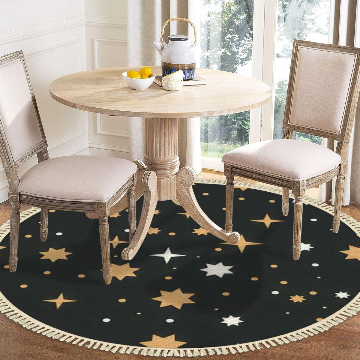 4 Round Tassels Carpet Bohemian Area Rug