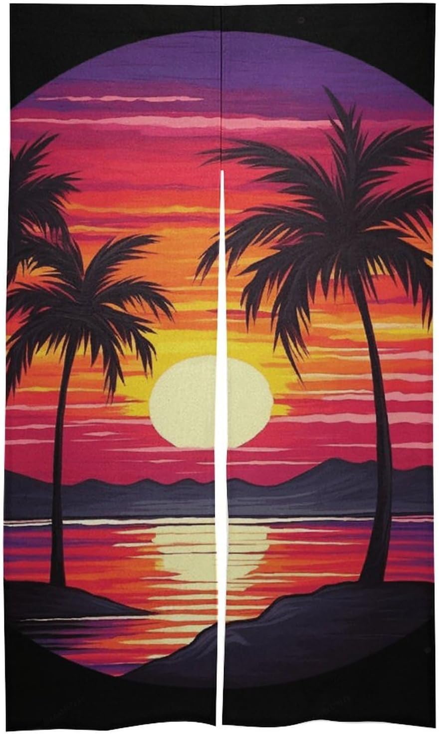 Palm Tree Sunset Door Cover Curtain 57x17 Inches