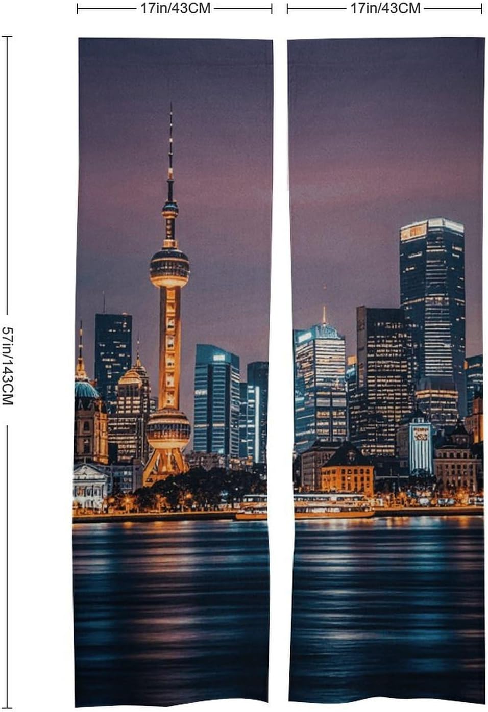 City Picture Night Door Cover Curtain 57x17 Inches