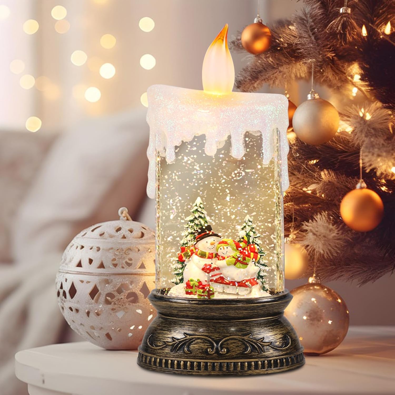 Wondise Rechargeable Snow Globe Lamp with Music and 6H Timer