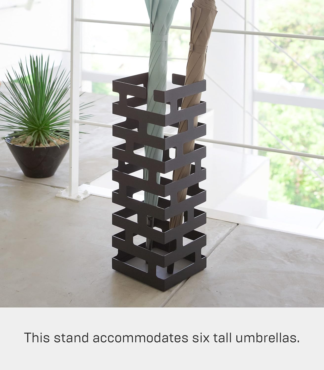 Yamazaki Home Storage Walking Canes Steel Umbrella Stand Black
