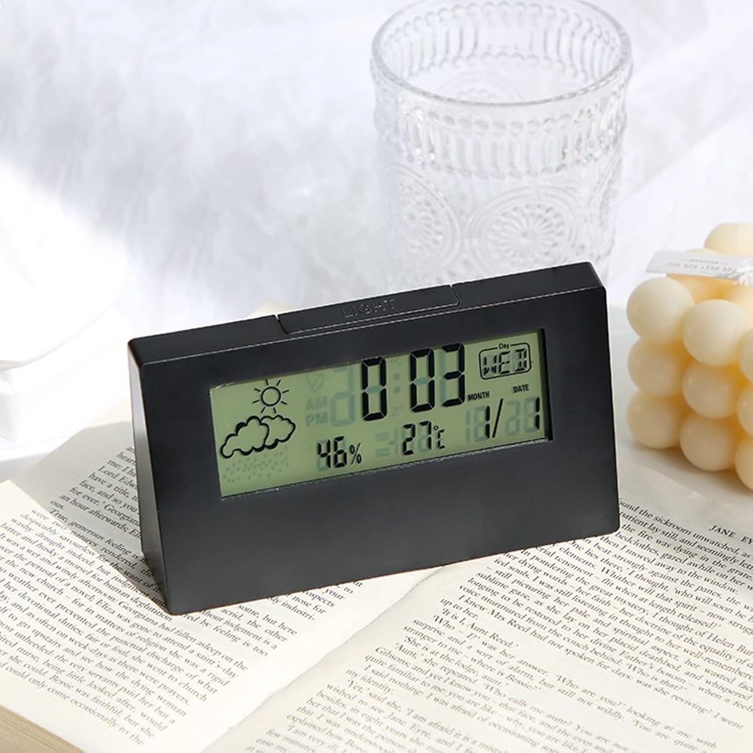 Lovskoo Digital Clock Alarm with Weather and Temperature