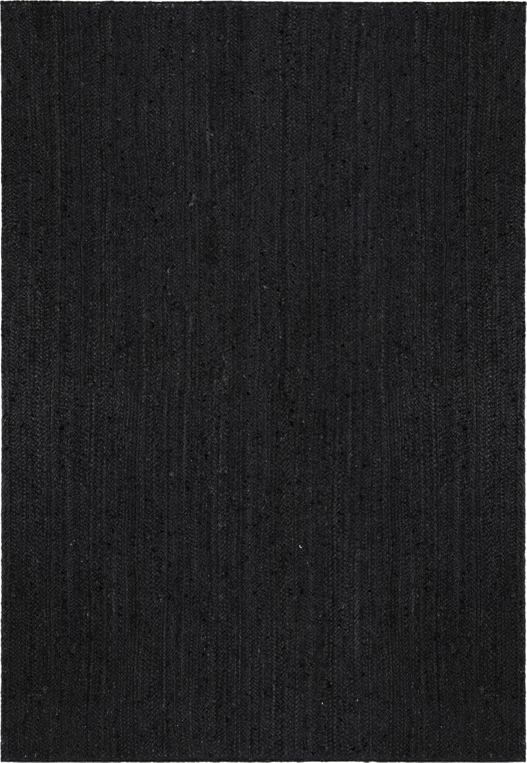 Pure Black Jute Area Rug 3x10 Feet for Living Room