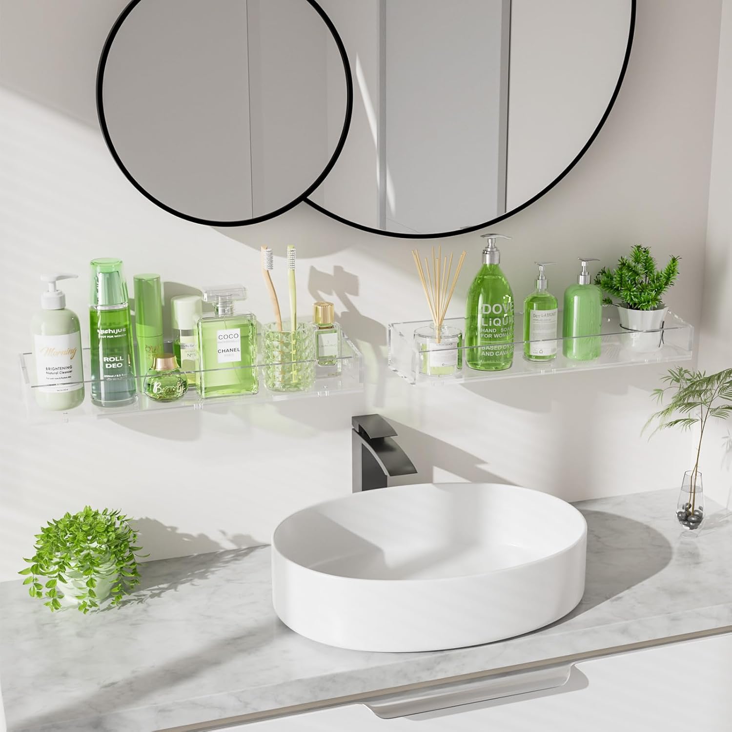 2PCS Clear Acrylic Floating Shelves for Wall Mounting