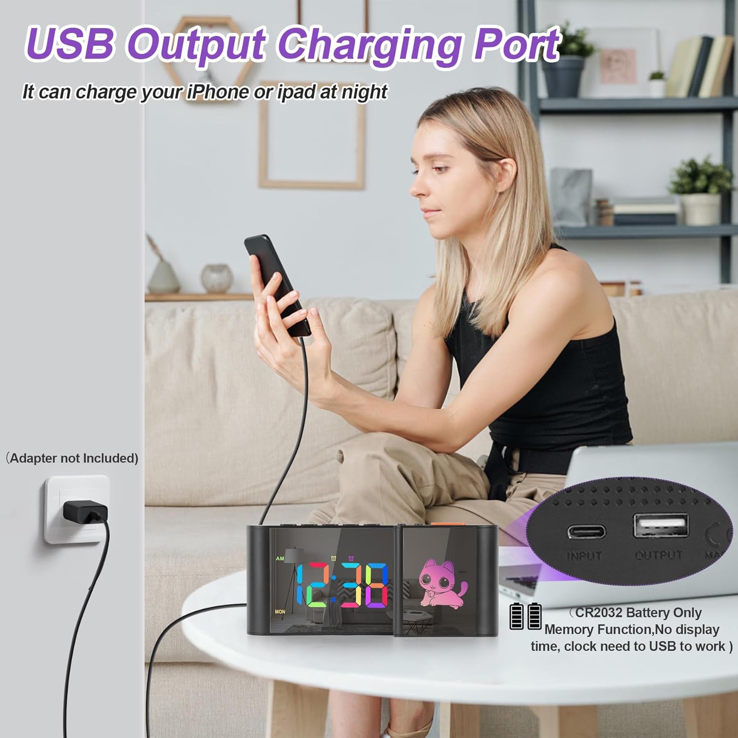 SZELAM Alarm Clock with RGB Light and Mirror