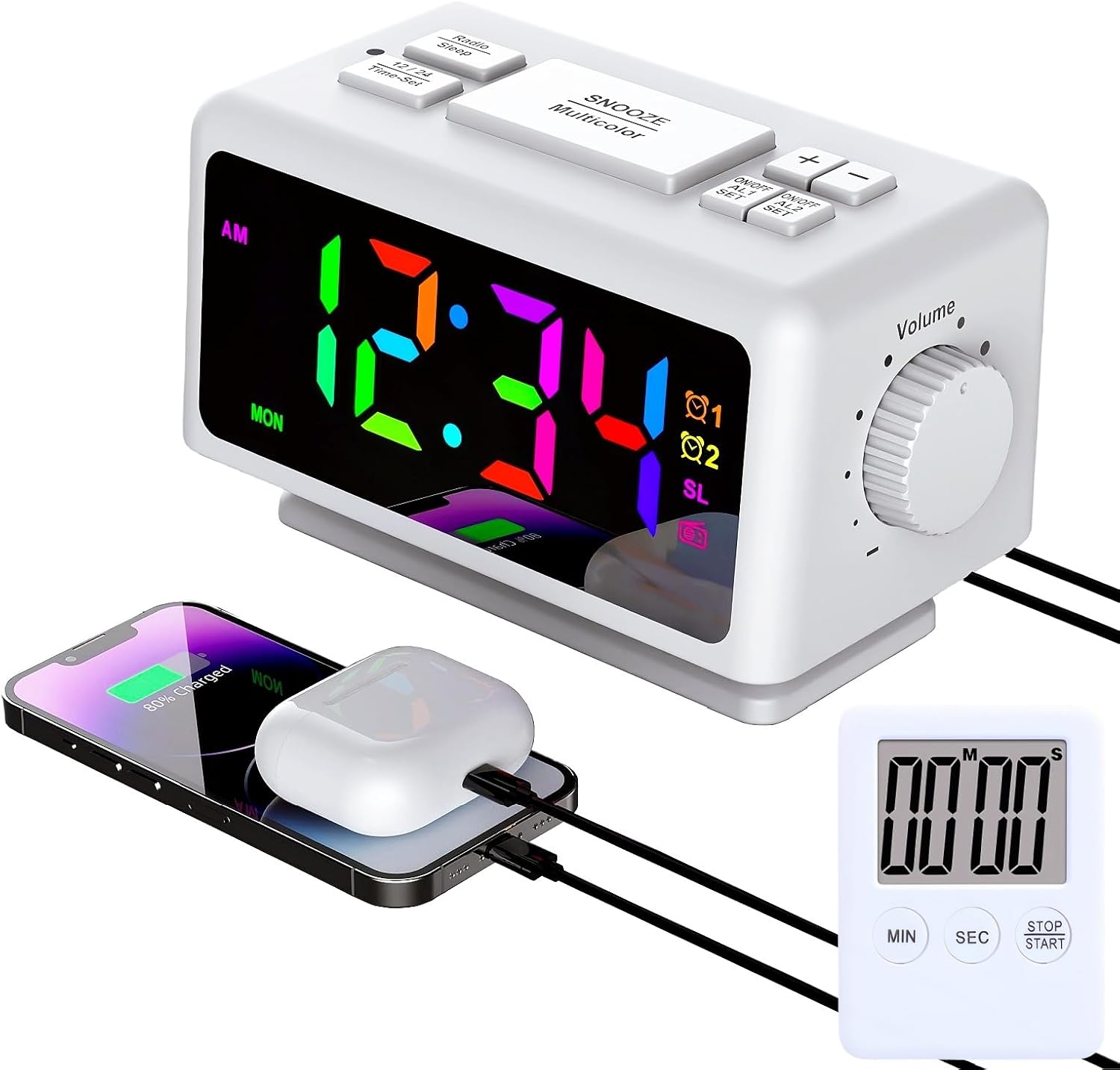 YHFITN RGB Alarm Clock with Perpetual Calendar and FM Radio