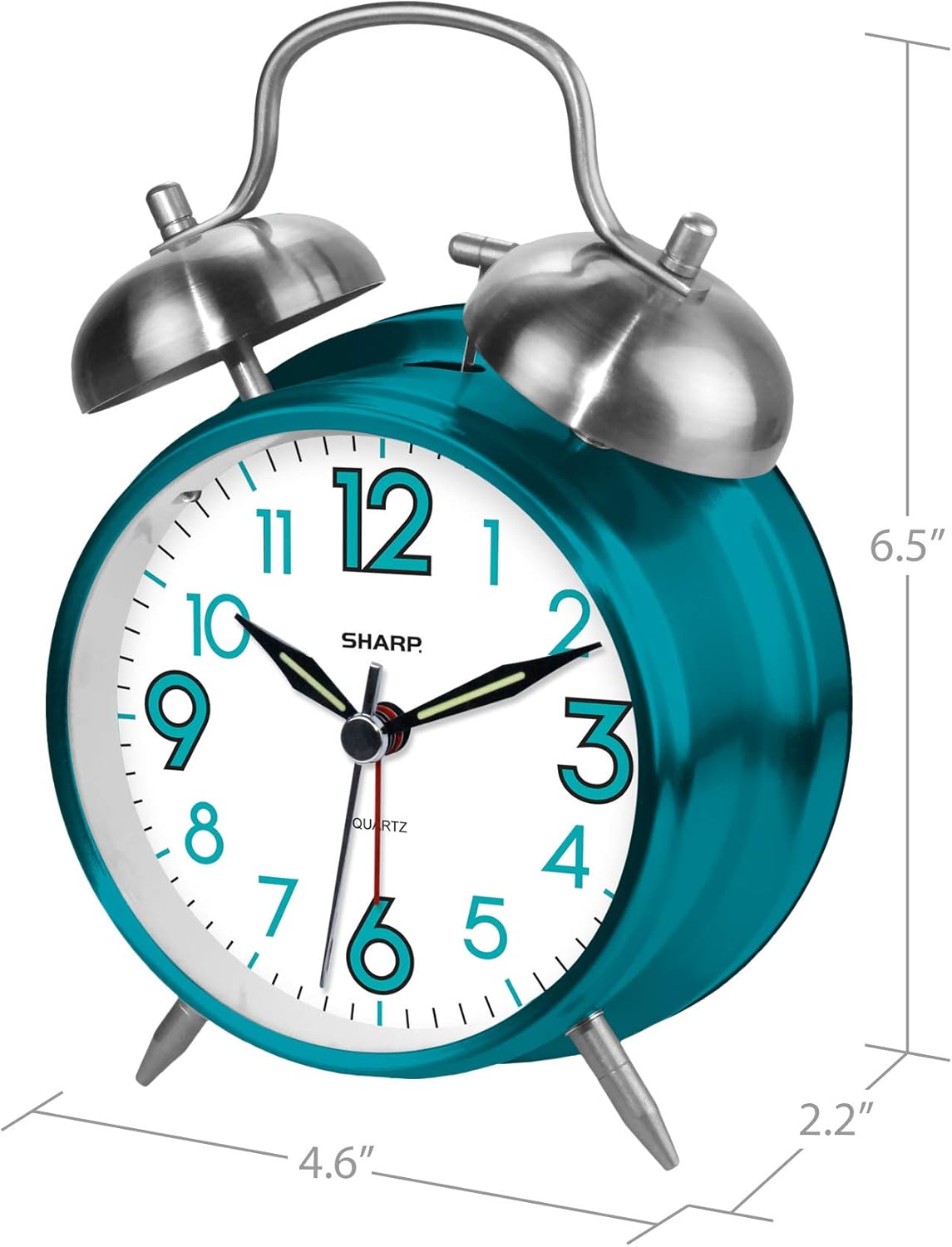 Sharp SPC851 Twin Bell Alarm Clock Teal