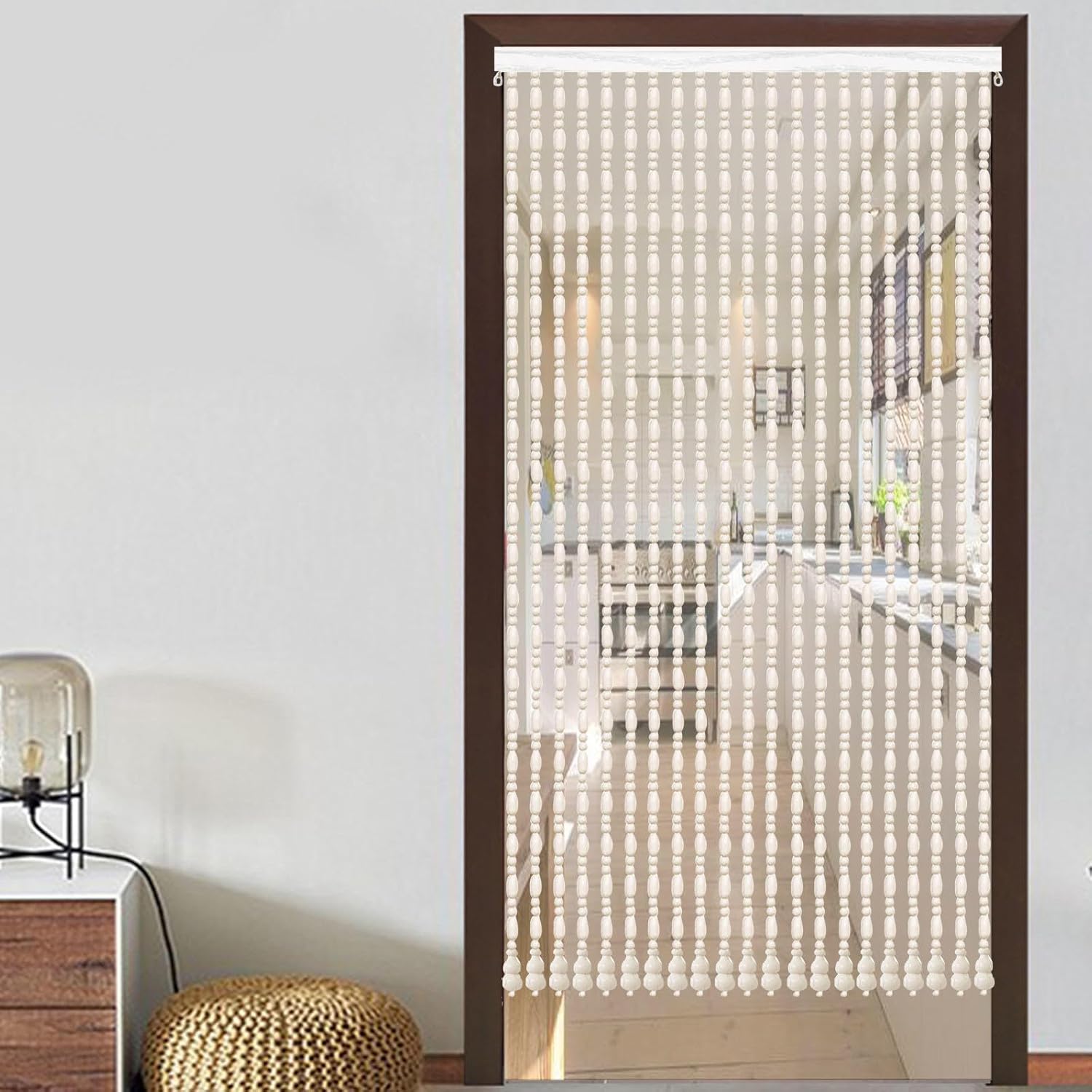 Natural Wood Beaded Curtain - Handmade 70 Strands 140x210cm