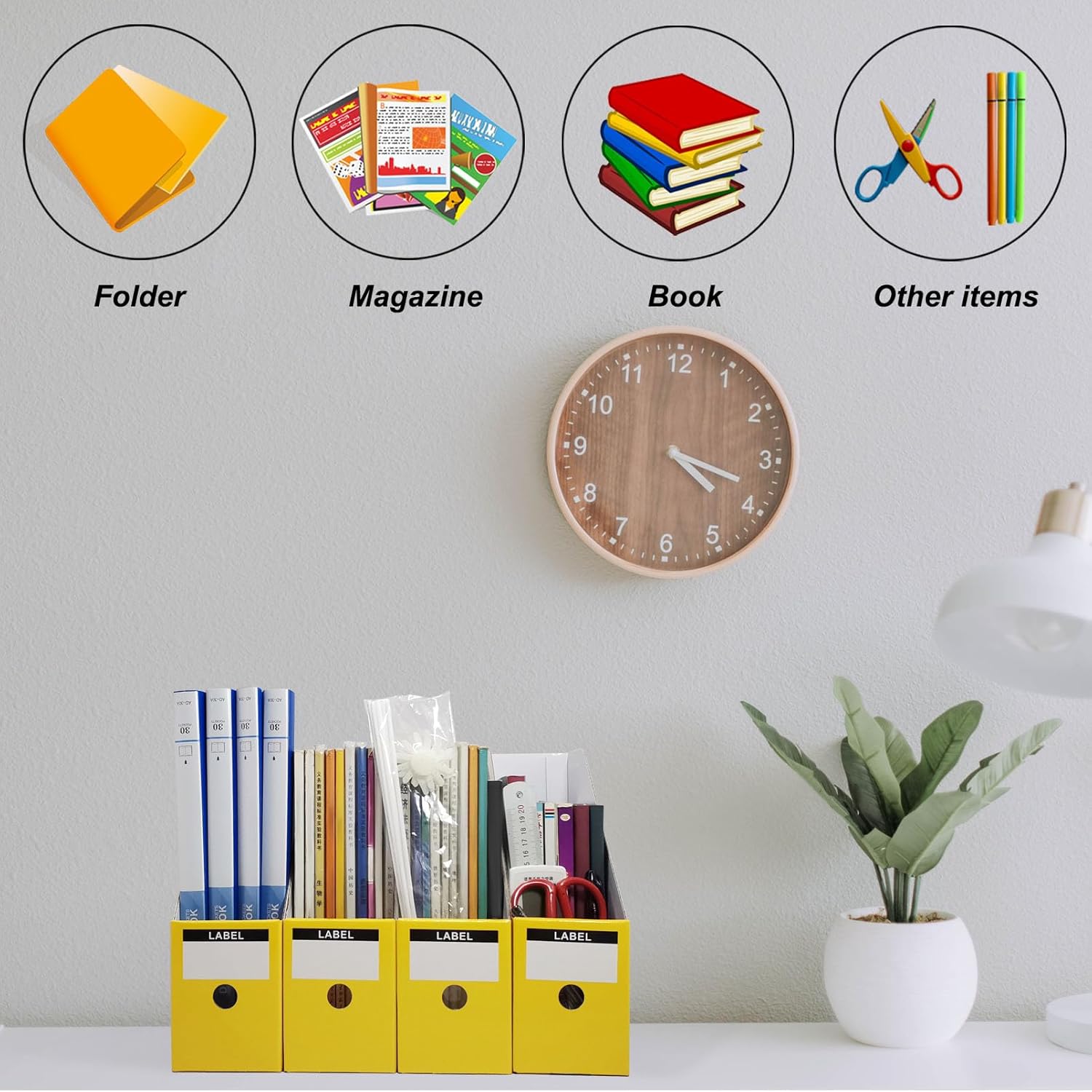 Yellow Cardboard Magazine Holder 2 Pack Desk File Organizer