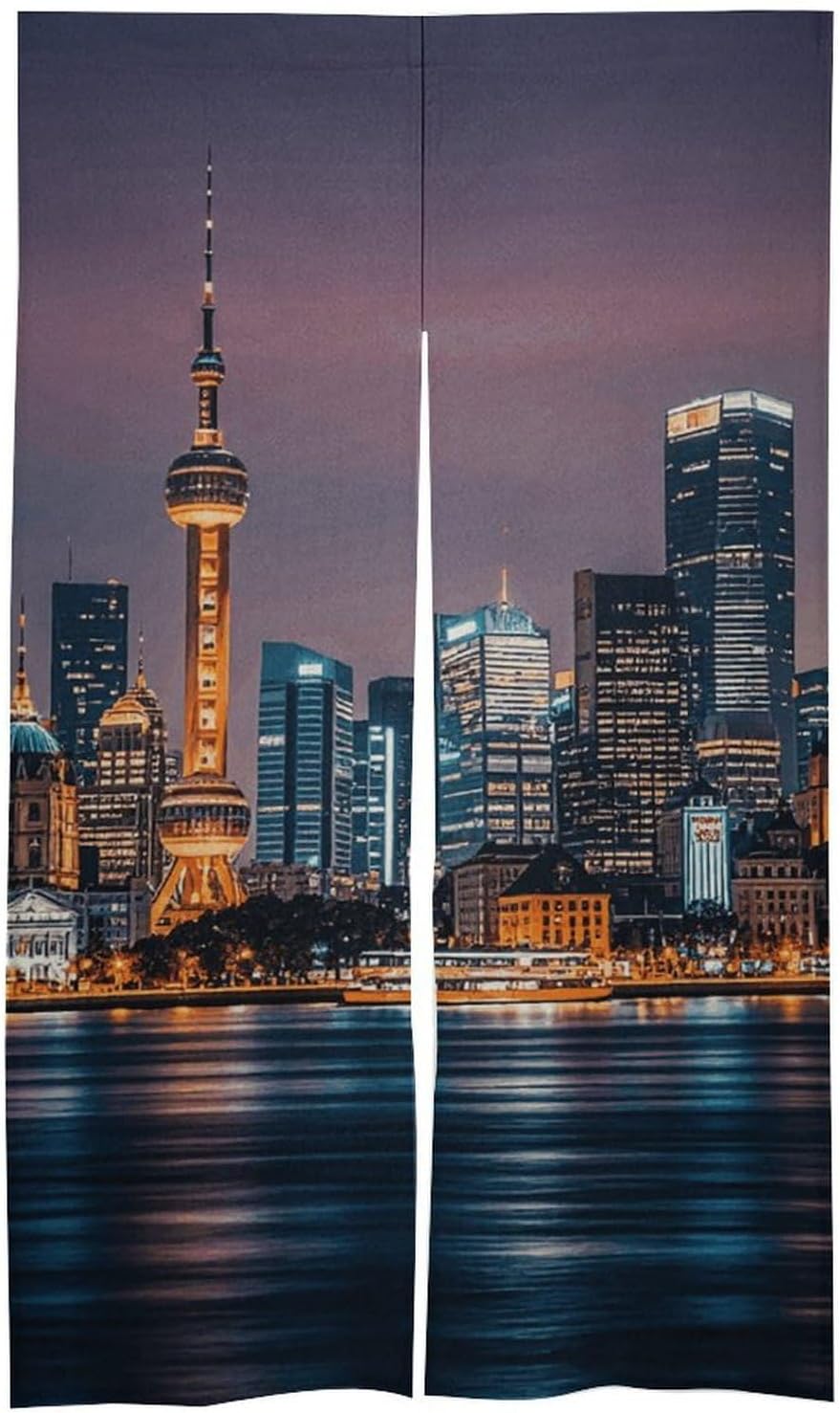 City Picture Night Door Cover Curtain 57x17 Inches