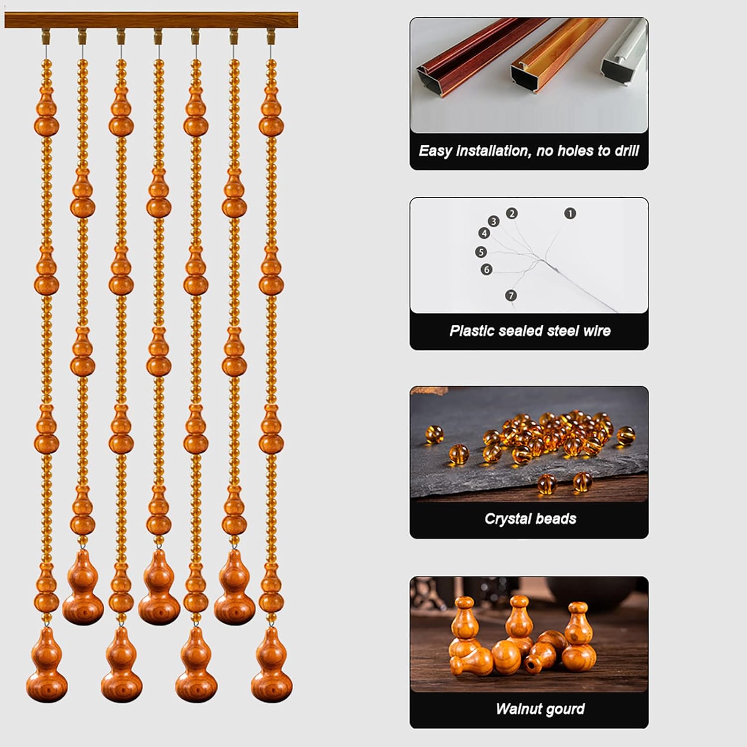 XOOFMASS Wood Beaded Curtain for Doorway Partition
