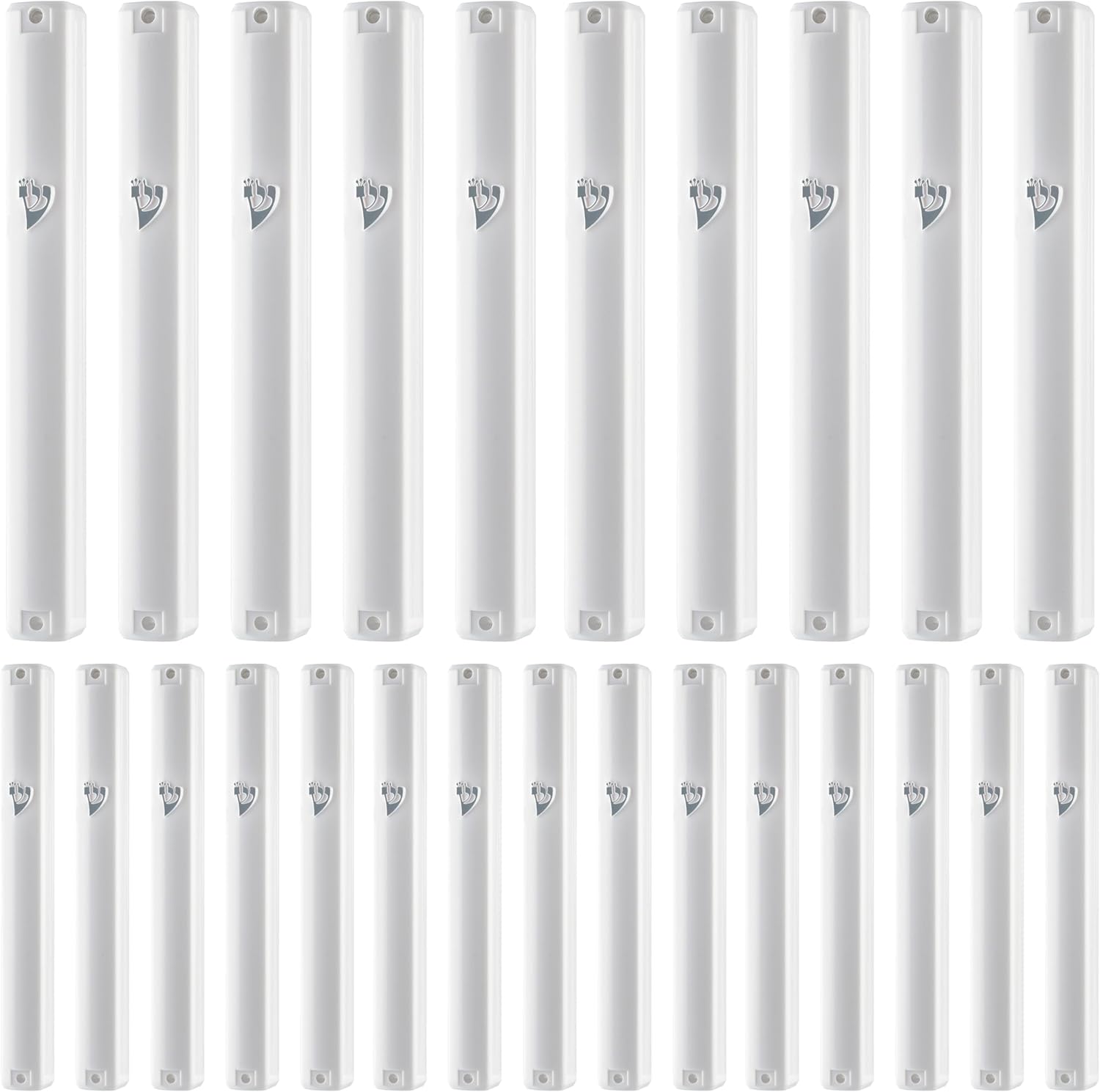Super StAM 25pcs White Silver Mezuzah Case with Self Stick