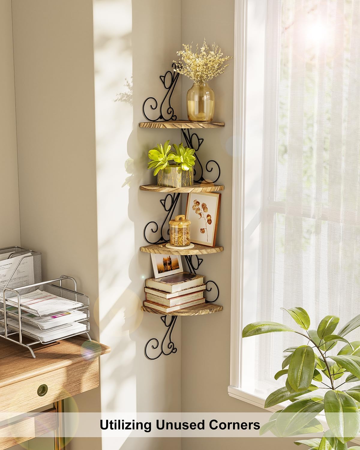 Alsonerbay 4 Tier Floating Corner Shelf in Cat Shape