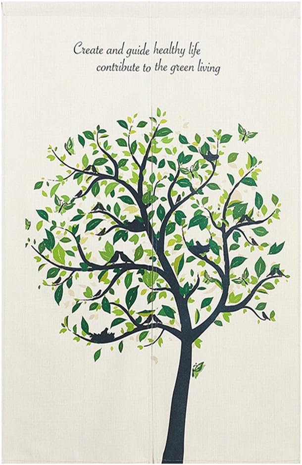 Cotton Linen Japanese Noren Door Curtain with Block Print