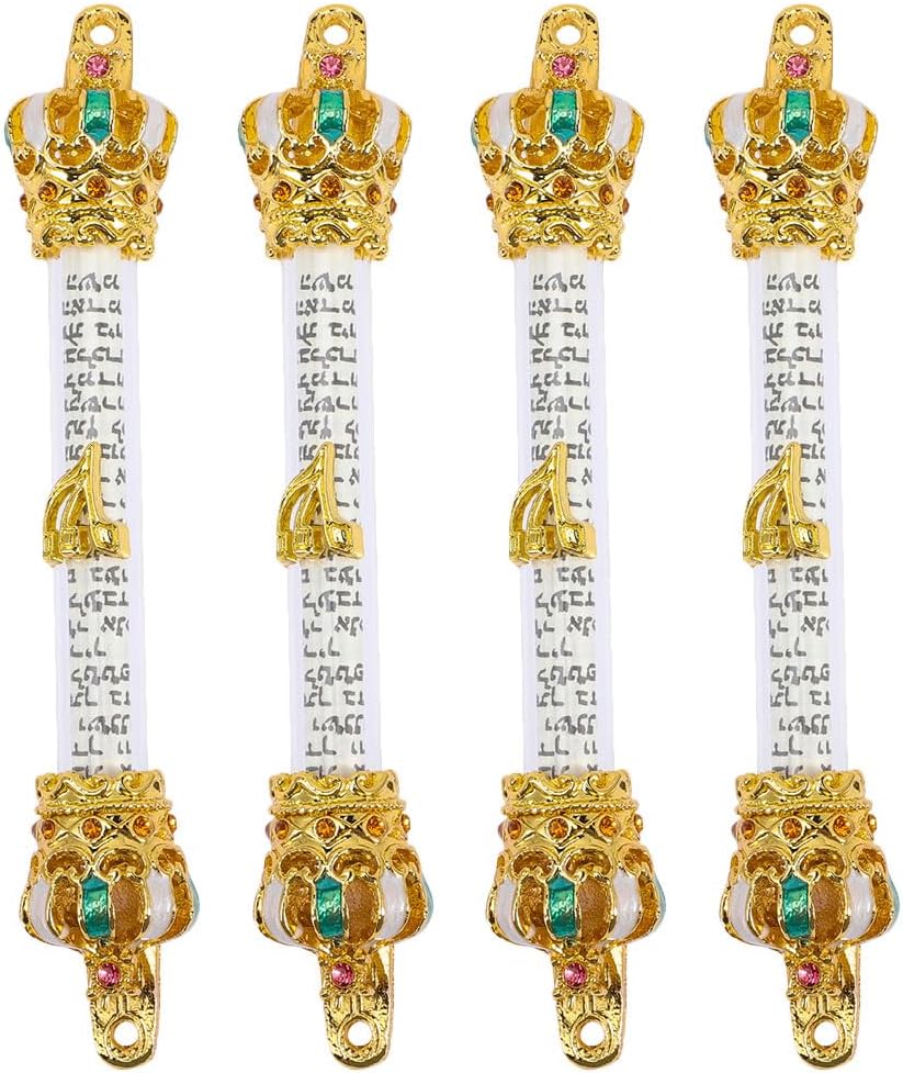 LUOZZY 4pc Bible Crown Scroll Religious Metal Door Decor