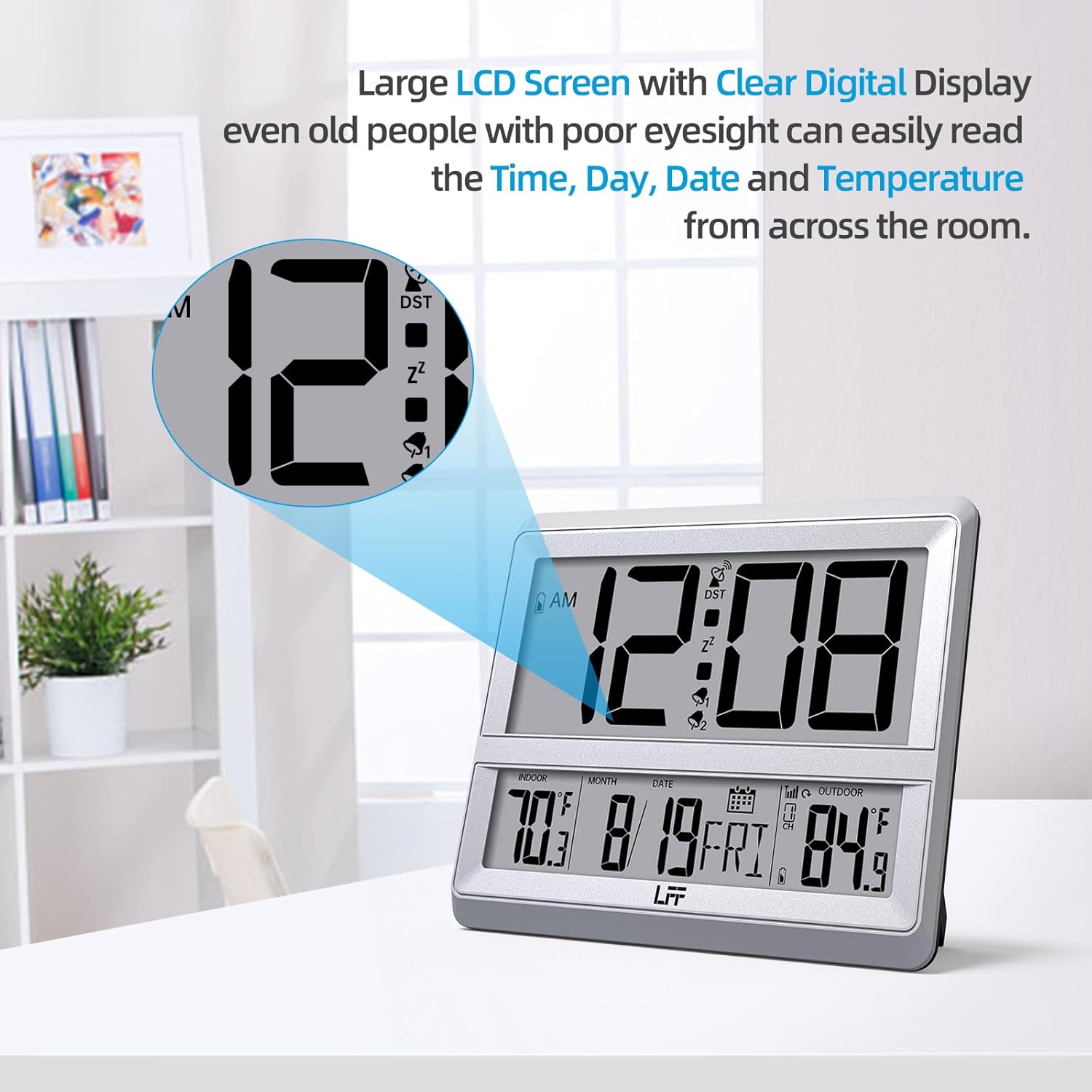 LFF Atomic Clock Large Display Wall Clock