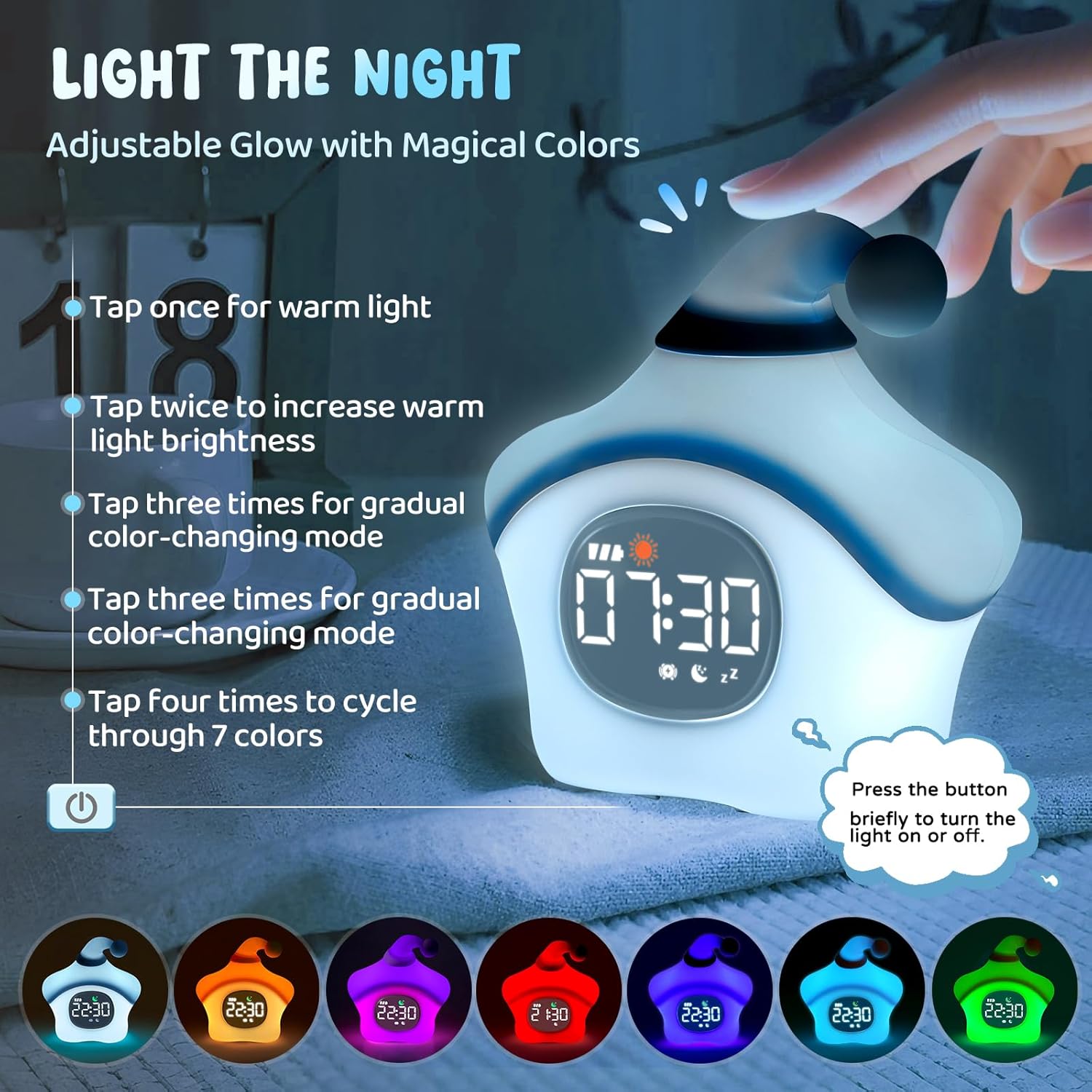 Star Alarm Clock with Night Light for Kids