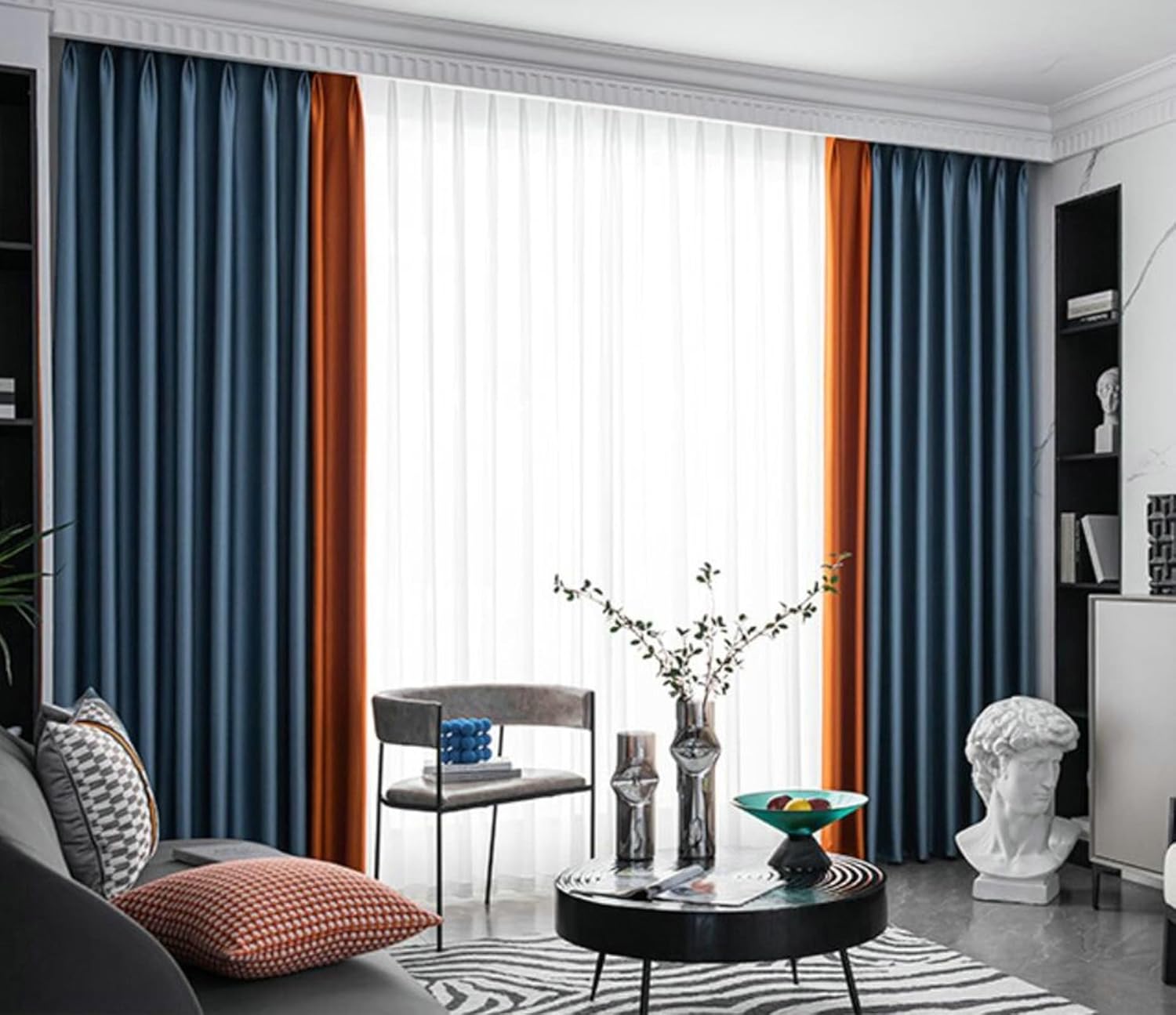 Aienid Two-Tone Curtains for Glass Doors Black Out Panels