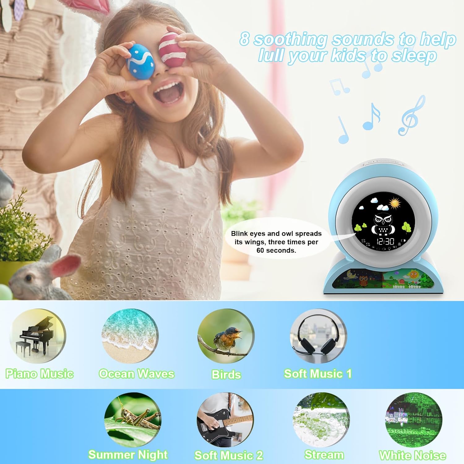 Kids Alarm Clock with Night Light and Sound