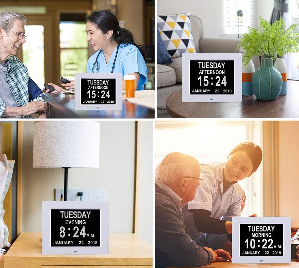 TMC 8 Inch Digital Dementia Clock with Auto-Dimming Display and Medicine Reminders