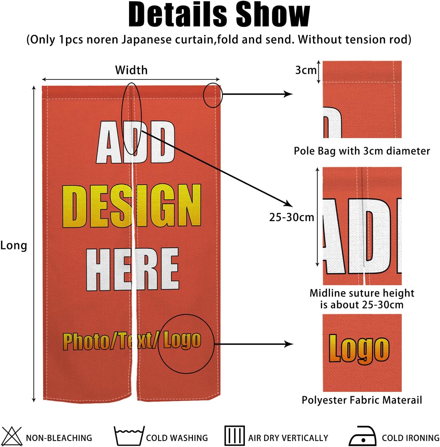 Custom Door Curtain Noren with Photo Text Logo
