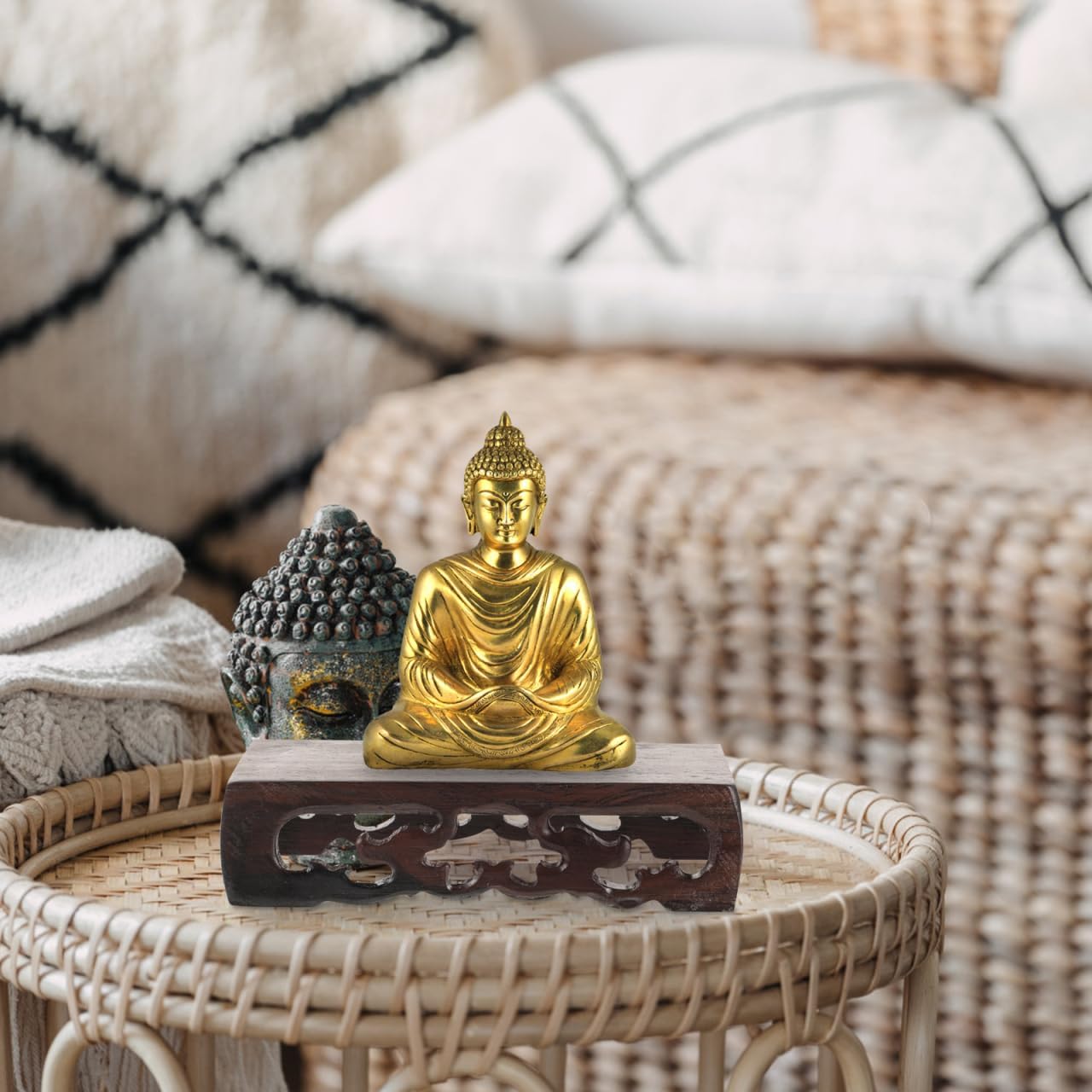 Amosfun Rectangular Wooden Display Stand for Bonsai and Decor