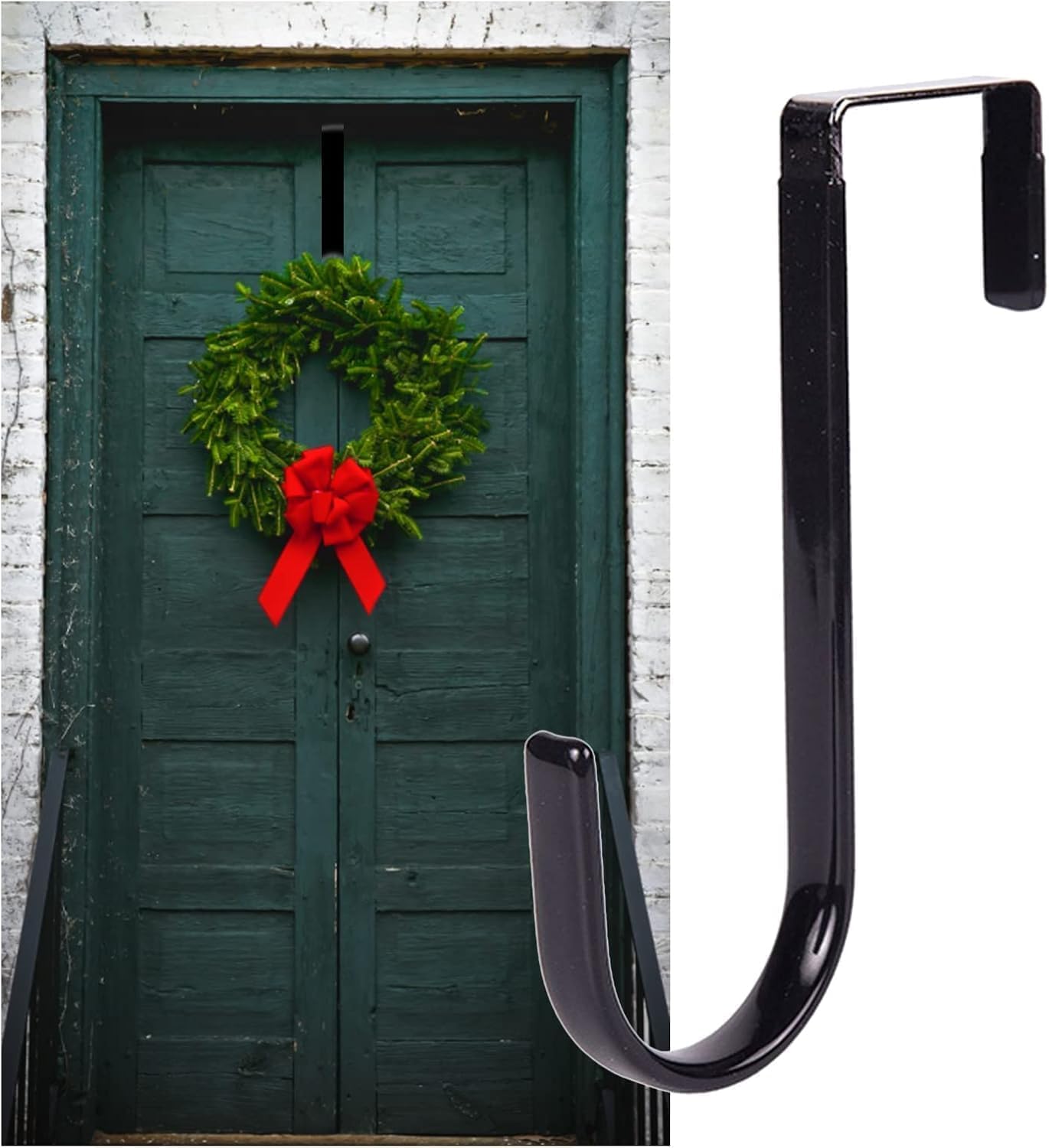 Black Wreath Hanger Door Hook 5 Inch Carbon Steel
