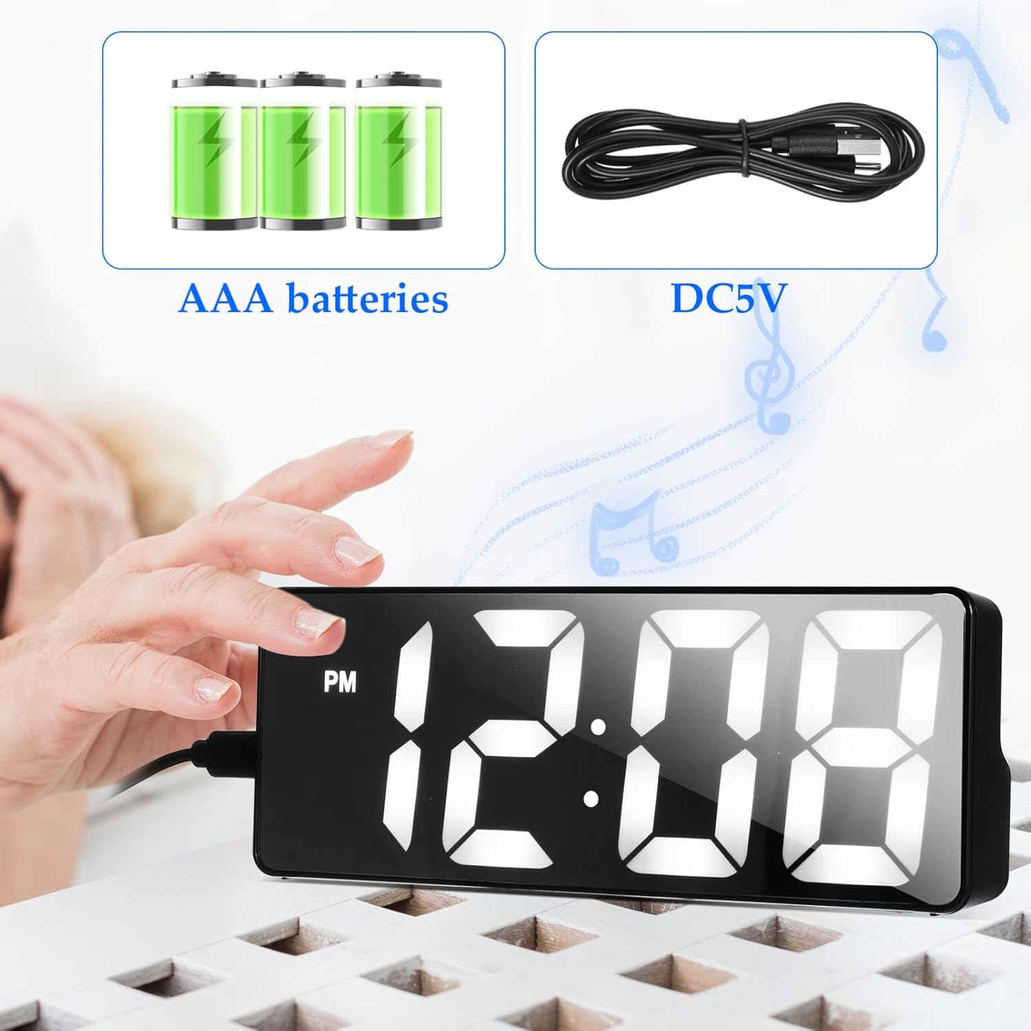 Digital LED Alarm Clock with Mirror and Multi-alarm Function