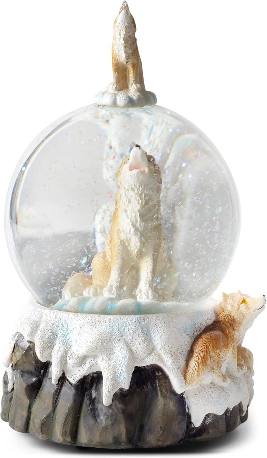 Elanze Designs Howling Glitter Wolf Musical Snow Globe