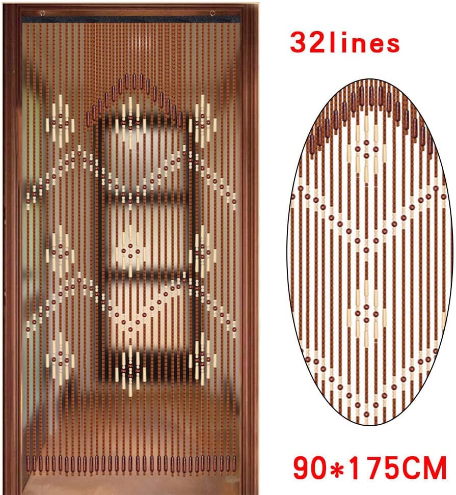 Beaded Doorway Curtain - Wooden Bamboo Room Divider