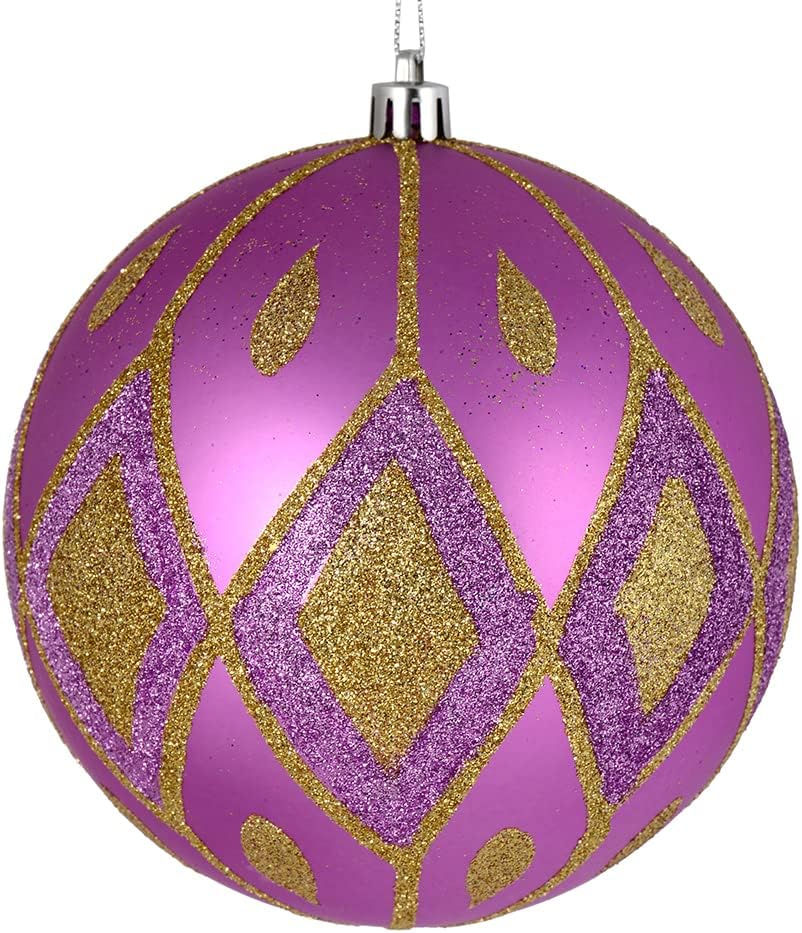 Vickerman Orchid Matte Glitter Diamond Ball Christmas Ornament 4 Pack