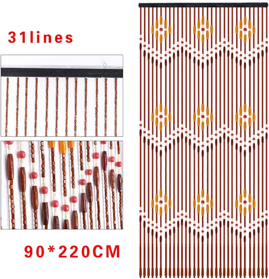 354 x 866in Wood Beaded Curtain for Room Divider Brown