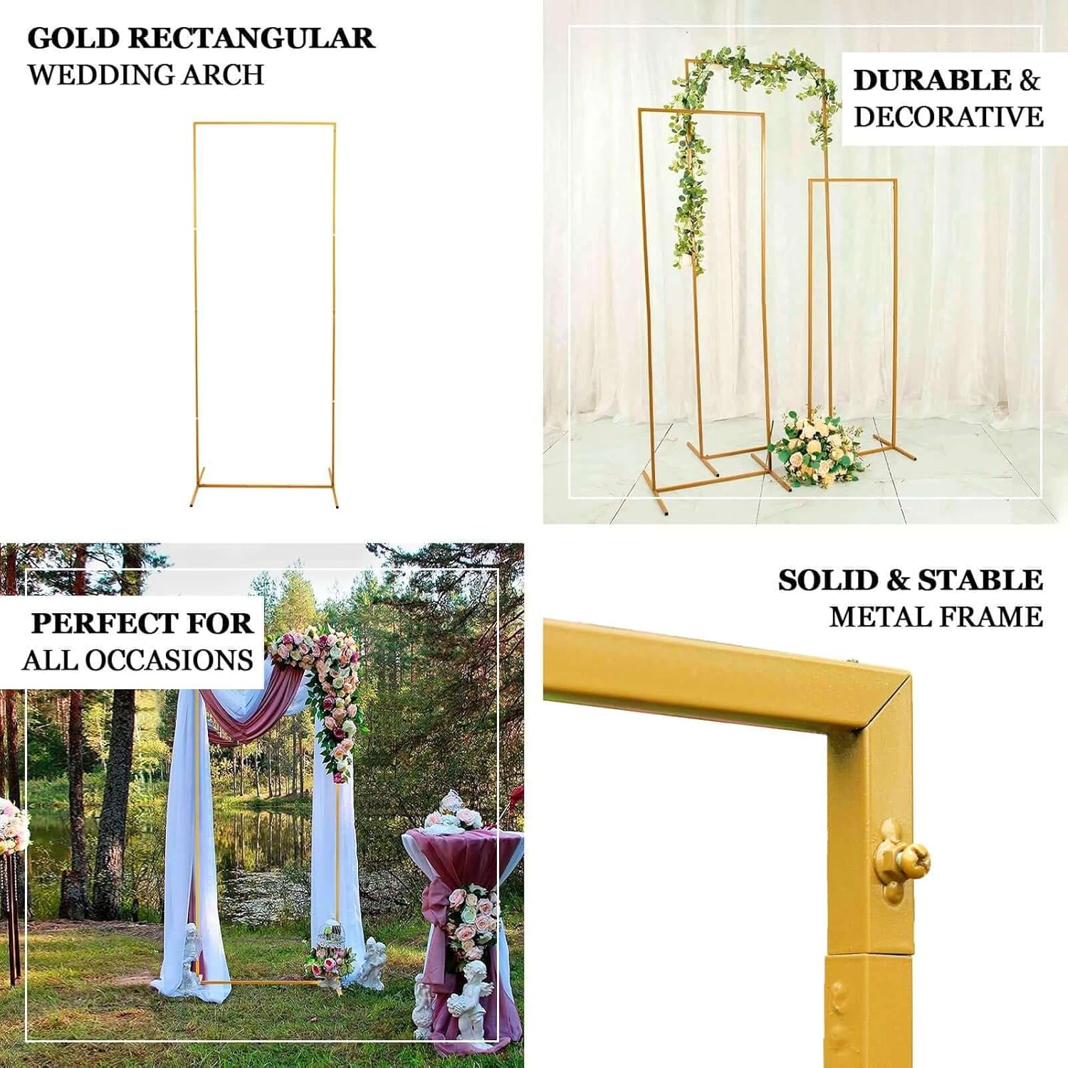 Efavormart Set of 4 Gold Metal Frame Wedding Arch Display Stand