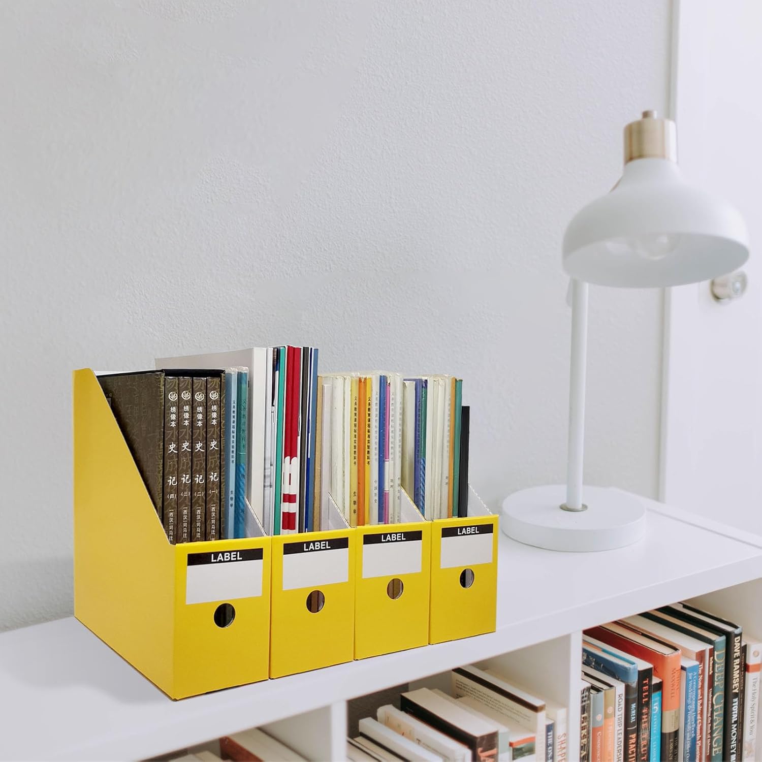 Yellow Cardboard Magazine Holder 2 Pack Desk File Organizer