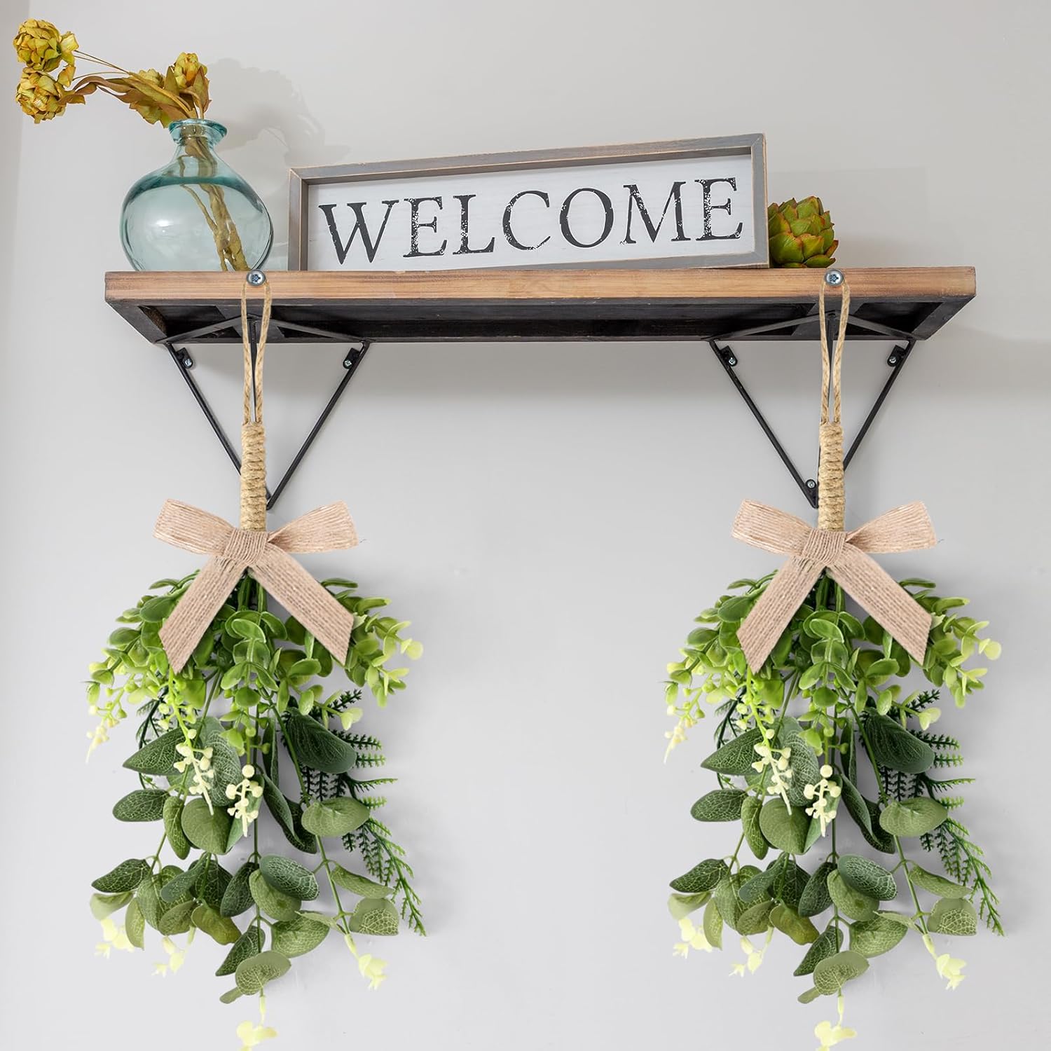 17 Inch Eucalyptus Wreaths 2 PCS Farmhouse Door Decor