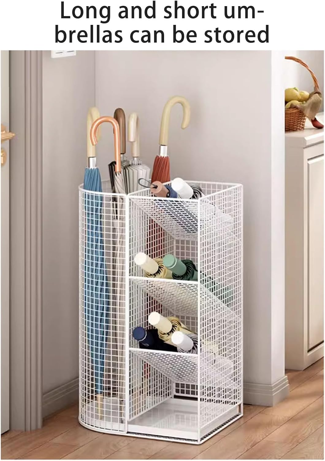 Sturdy Metal Umbrella Stand with Drip Tray for Entryway
